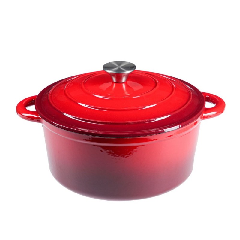 Μαντεμένια κατσαρόλα με εμαγιέ επίστρωση, Κόκκινη,  Ф22 - 