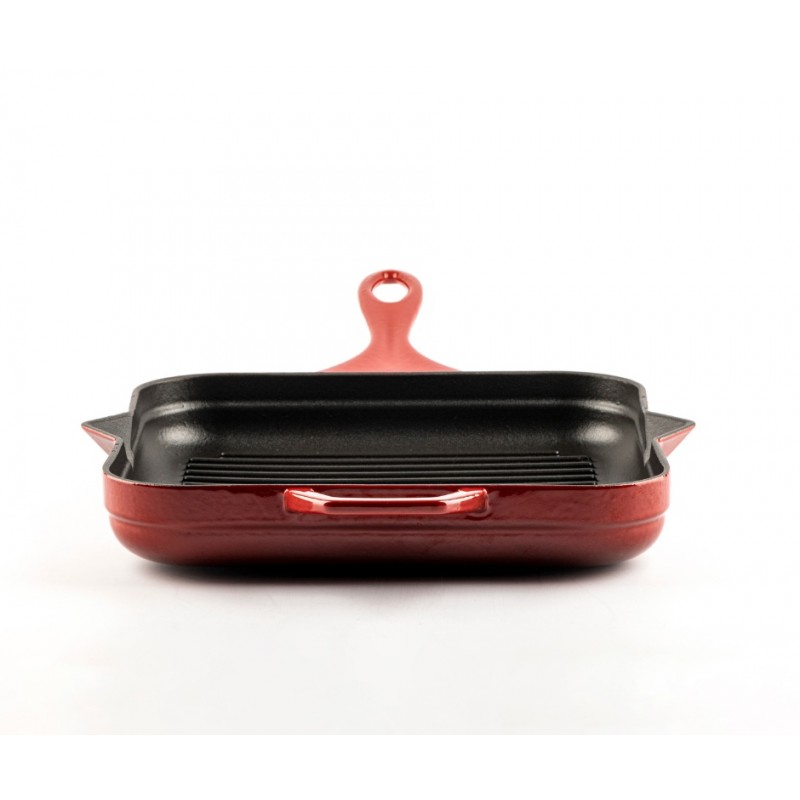 Μαντεμένιο Τετράγωνο Τηγάνι Γκριλ Εμαγιέ Hosse, Rubin, 28x28cm | Μαντεμένια Σχαροτήγανα | Μαντεμένια Τηγάνια |