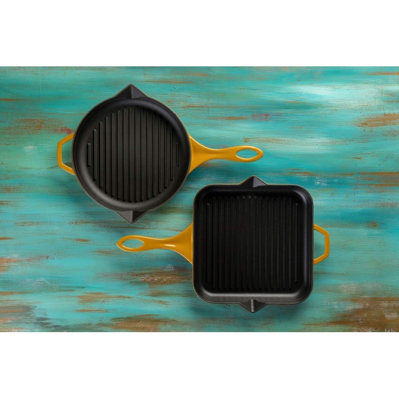 Μαντεμένιο Τετράγωνο Τηγάνι Γκριλ Εμαγιέ Hosse, Dijon, 28х28cm | Μαντεμένια Σχαροτήγανα | Μαντεμένια Τηγάνια |