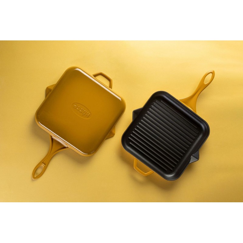 Μαντεμένιο Τετράγωνο Τηγάνι Γκριλ Εμαγιέ Hosse, Dijon, 28х28cm | Μαντεμένια Σχαροτήγανα | Μαντεμένια Τηγάνια |