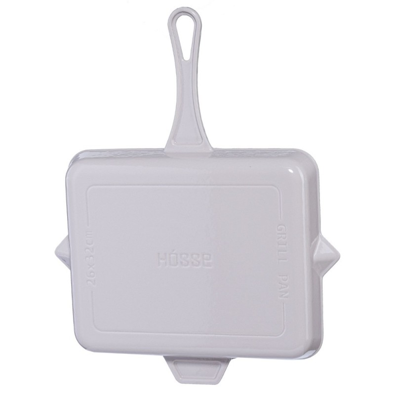 Μαντεμένιο Τετράγωνο Τηγάνι Γκριλ Εμαγιέ Hosse, Ivory, 26х32cm | Μαντεμένια Σχαροτήγανα | Μαντεμένια Τηγάνια |