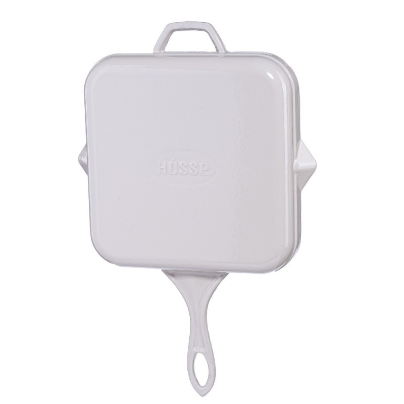 Μαντεμένιο Τετράγωνο Τηγάνι Γκριλ Εμαγιέ Hosse, Ivory, 28х28cm | Μαντεμένια Σχαροτήγανα | Μαντεμένια Τηγάνια |